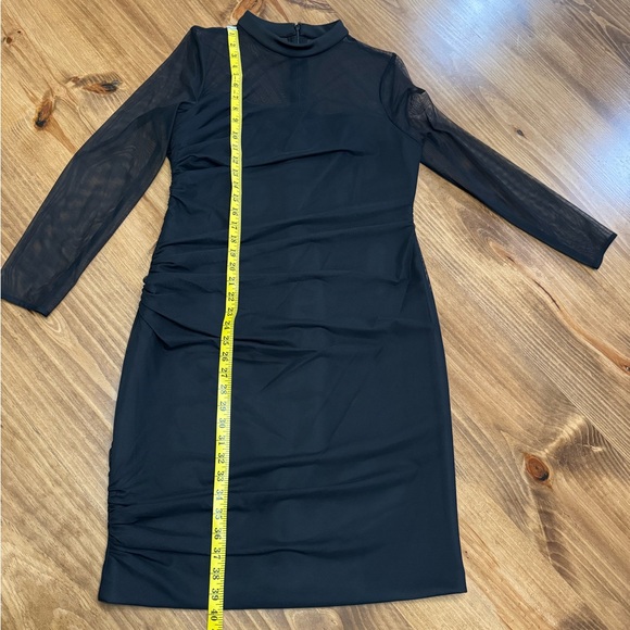 Calvin Klein Long Sleeve Black Party Cocktail Knee Length Dress Size 14 - Picture 6 of 10